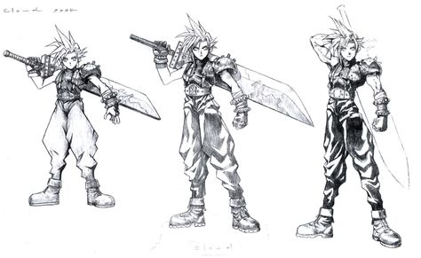 Final Fantasy VII Concept Art - Cloud Dark Souls Design, Final Fantasy Funny, Tetsuya Nomura, Final Fantasy Cloud, Final Fantasy Vi, Final Fantasy Collection, Final Fantasy Artwork, Fantasy Stuff, Final Fantasy Vii Remake