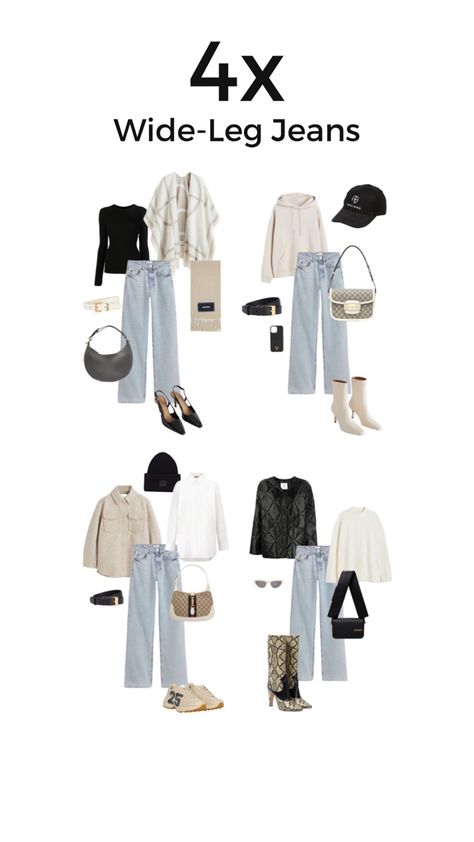 Winter Fashion Outfits Wide Leg Jeans, Hm Winter Outfits, Effortless Winter Outfits, How To Wear Wide Leg Jeans Winter, Widelegjeans Outfit Winter, Wide Leg Jeans Outfit Winter Casual, Basic Jeans Outfit, Outfits Wide Leg Jeans, Wide Leg Jeans Outfit Casual