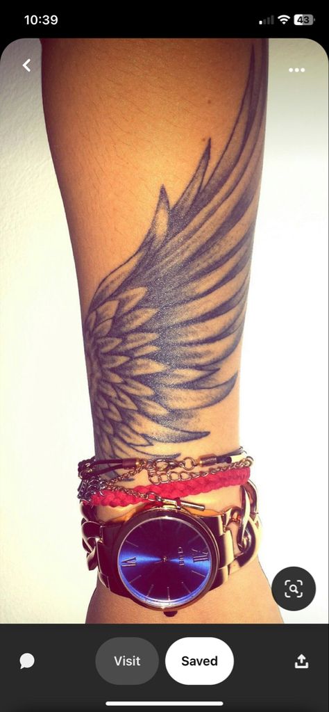 Wings Arm Tattoos For Women, Angel Wing Wrapped Tattoo, Angel Wing Arm Tattoo For Women, Wing Tatoos Woman, Cute Tattoos For Women Thigh, Speak Life Tattoo, Wing Tattoo Wrist, With Brave Wings She Flies Tattoo, Let Them Tattoo Ideas On Hand