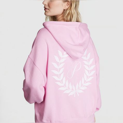 Brand New Light Pink Full Zip Hoodie By Pink. Size Xl Vs Pink Outfit, Pink Oversized Sweater, Victoria Secret Pink Sweatshirts, Vs Pink Hoodie, Pink Hoodie Victoria Secret, Body Suit With Shorts, Hoodie Fits, Collared Sweatshirt, Pink Outfits