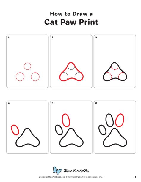 Learn how to draw a cat paw print step by step. Free printable download of this tutorial available at https://museprintables.com/download/how-to-draw/how-to-draw-a-cat-paw-print/ How To Draw Paw Prints Dogs, How To Draw Paw Prints, Paw Print Drawing Simple, How To Draw A Cat Paw, Cat Paw Print Drawing, How To Draw A Paw Print, Cat Paw Painting, Paw Print Doodle, How To Draw A Dog