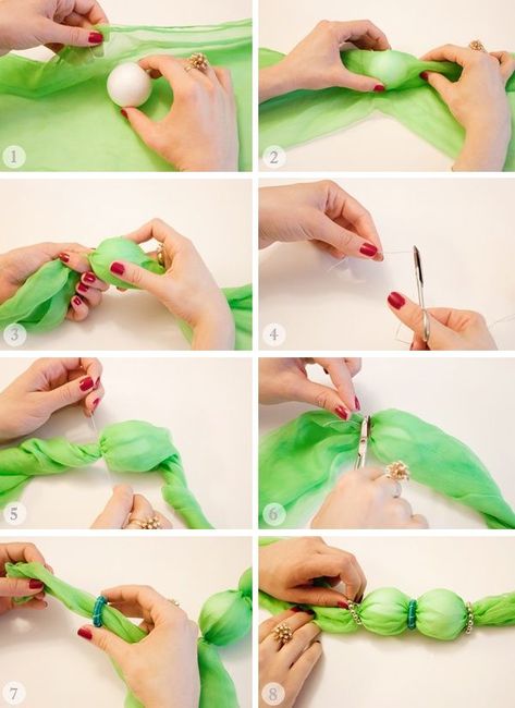 Diy Necklaces Tutorial, Diy Necklace Making, Diy Scarf, Scarf Necklace, Necklace Tutorial, Fabric Necklace, Necklace Diy, Textile Jewelry, Fabric Beads