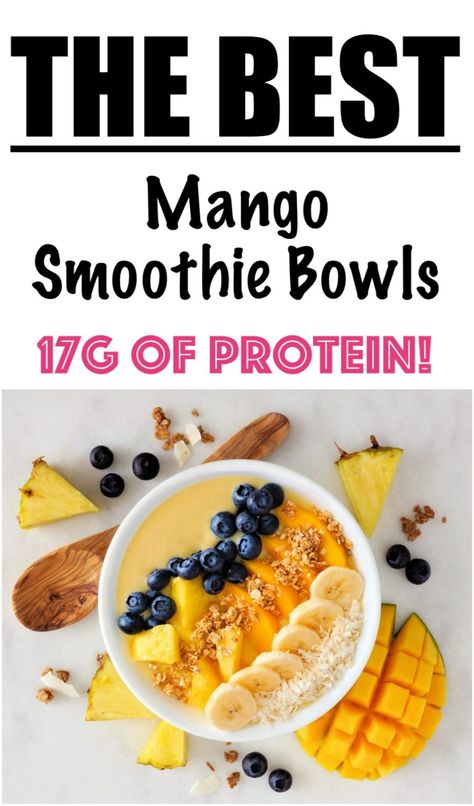 Mango Smoothie Bowl Recipe Easy, Mango Banana Smoothie Bowl, Mango Smoothie Bowl Recipes, Easy Smoothie Bowls, Low Calorie Smoothie Bowl, Protein Smoothie Bowl Recipe, Homemade Smoothie Bowl, Breakfast Smoothie Bowl Recipes, Smoothie Bowl Toppings