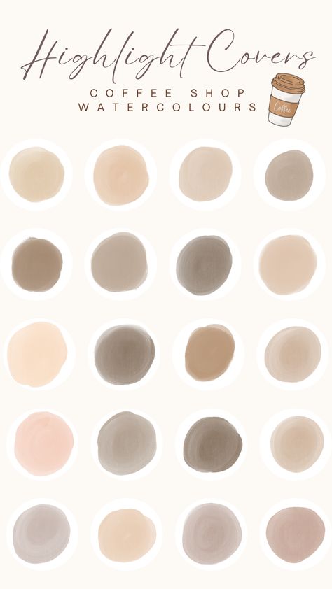 Picture of 20 highlight covers on beige background with writing that says highlight covers | coffee shop vibes watercolours Coffee Watercolor, Instagram Highlight Covers, Highlight Covers, Story Highlights, Clean Girl, Instagram Page, Minimalist Aesthetic, Earth Tones, Coffee Shop