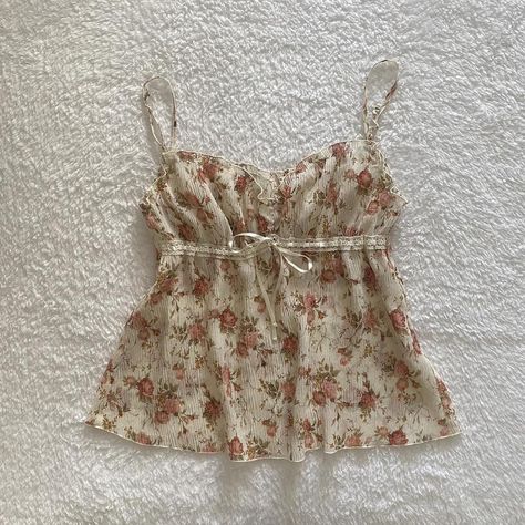 coquette japanese floral babydoll cami top, sheer... - Depop Babydoll Tops Aesthetic, How To Sew Babydoll Top, How To Sew A Cami Top, Babydoll Tank Top Sewing Pattern, Sewing Babydoll Top, Sewing Coquette Top, Babydoll Tops Outfit, How To Make A Babydoll Top, Babydoll Tank Top Outfit