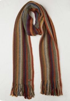 Autumn Scarf Aesthetic, Colorful Knitted Scarf, Scarf Knitting Ideas, Knit Ideas Aesthetic, Striped Knit Scarf, Stripe Scarf Knit, Aesthetic Scarf, Scarves Outfits, Colourful Scarf