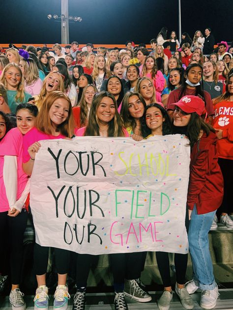 Neon Out Football Game Posters, Neon Pep Rally Signs, Neon Student Section Posters, Football Season Posters, White Out Football Game Signs, Athlete Vs Mathlete Spirit Week, Poster Ideas For High School Sports, Football Student Section Signs, Themes For Football Games High School