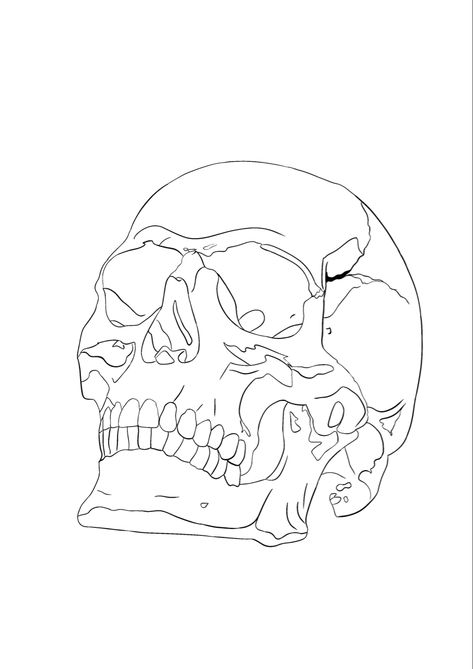 Skull Tattoo Outline Drawing, Skull Tattoo Design Outline, Skull Stencil Tattoo, Skull Outline Tattoo, Skeleton Head Tattoo, Doodle Stencils, Skull Stencil Templates, Skull Tattoo Stencils Outline, Skull Outline Drawing