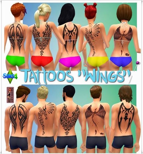 My Sims 4 Blog: Tattoos - All Sims4 Tattoos, Tattoos Wings, Tattoos For Males, Wings Tattoos, Sims 4 Tattoos, Sims 4 Blog, Sims Baby, Hayden Williams, Wing Tattoo