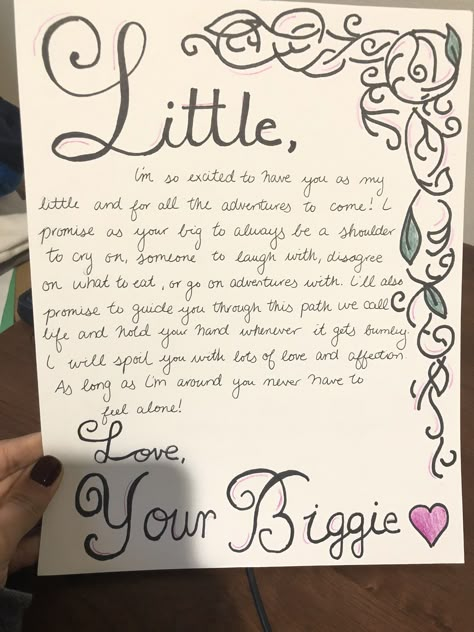 Sorority Clue Week Ideas, Big Little Letters Note, Princess Diaries Big Little Reveal, Big Little Notes Letters, Big Little Basket Notes, Big Little Notes, Big Little Reveal Basket, Big Little Hint Ideas, Big Little Clues