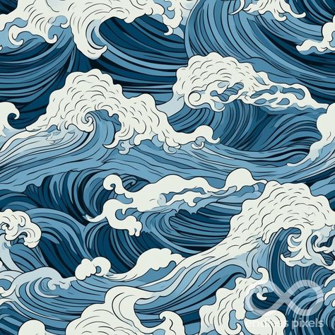 Waves Digital Art, Cover Ups Tattoo, Waves Cartoon, Cream Tattoo, Wave Drawing, Waves Art, Wave Illustration, Illustration Simple, Design Mandala