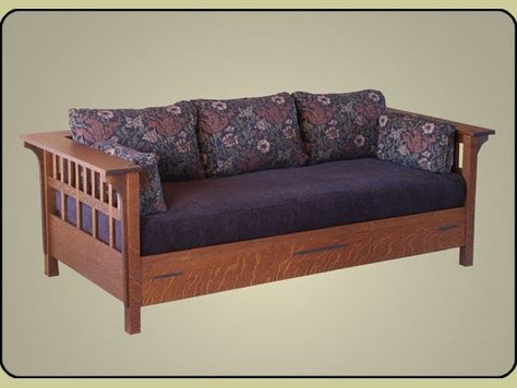 Style Daybed, Arts And Crafts Style Homes, Day Bed Frame, Rustic Dining Room Table, Mission Furniture, Craftsman Furniture, Wooden Sofa Designs, Bed Frame Design, Wood Daybed