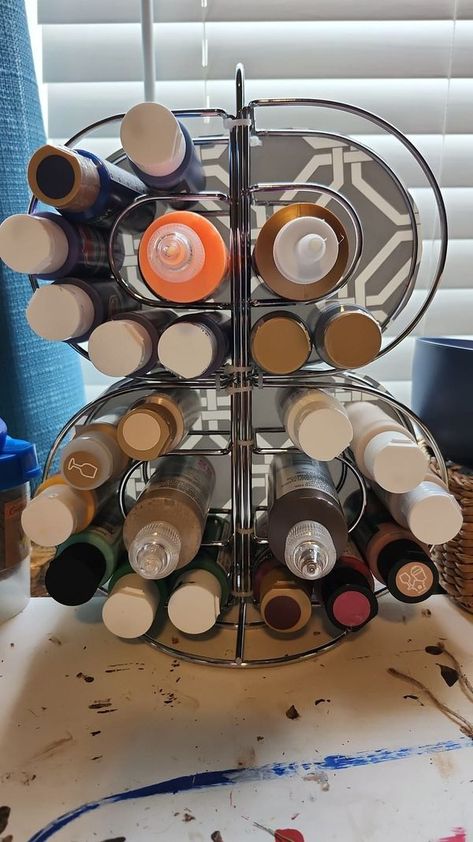 Diy Paint Bottle Holder, Dollar Tree Paint Holder, Paint Holder, Fall Arts And Crafts, Crafts Decor, Napkin Holders, Diy Holder, How To Make Paint, Zip Ties