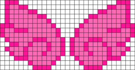 Angel Wings Perler Beads, Wings Perler Beads, Cute Perler Patterns, Pearler Bead Patterns Aesthetic, Pink Perler Beads, Perler Bead Stitch, Kandi Perler Pattern, Cute Perler Bead Patterns, Pink Pixel Art