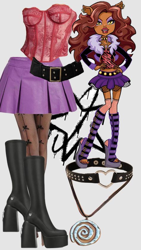 clawdeen wolf halloween outfit//shein #halloween #halloweencostume #halloweeninspo #monsterhigh #monsterhighcostume #shein #sheininspo #sheinhalloween #corset #miniskirt #nakedwolfe #boots Wolf Halloween Costume, Monster High Halloween Costumes, Monster High Halloween, Monster High Cosplay, Monster High Costume, Outfit Shein, Stylish Outfits Casual, Halloween Princess, Wolf Costume