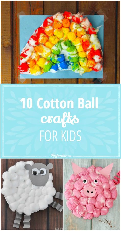 10 Cotton Ball Crafts for Kids via @tipjunkie Cotton Ball Crafts For Kids, Cotton Ball Crafts, Arts And Crafts Storage, Arts And Crafts For Adults, Kid Friendly Crafts, Arts And Crafts House, Fun Arts And Crafts, Easy Arts And Crafts, Art And Craft Videos