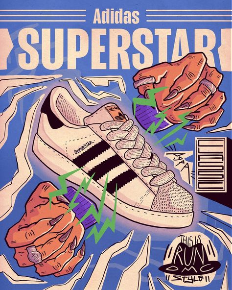 @adidasoriginals SUPERSTAR ⭐️ Classic . . . . . . . . . . . . . . . . . . . . . . . . . . . . @adidasoriginals @adidas @adidasbrasil #adidas #adidassuperstar #adidasoriginals #illustration #ilustration #ilustração #procreate @procreate #poster @rundmc Procreate Poster, Adidas Illustration, Superstar Adidas, Adidas Originals, Adidas, Quick Saves