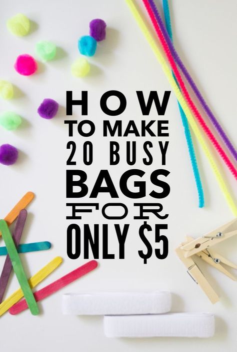 How to Make 20 Busy Bags for only $5 Toddler Busy Bags, Busy Activities, Activity Bags, Quiet Time Activities, Bags For Kids, Busy Boxes, Quiet Activities, Busy Bags, Toddler Play