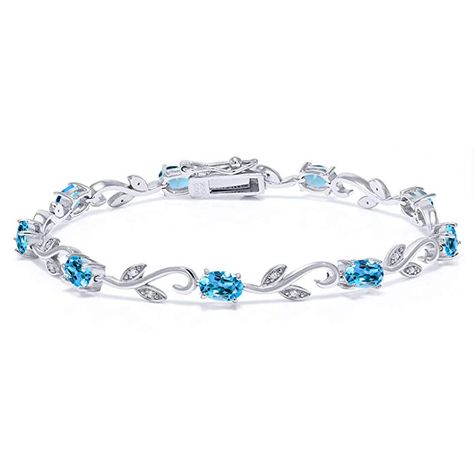 Mens Bracelet Silver, 925 Silver Bracelet, Silver Jewels, Swiss Blue Topaz, Sterling Silver Bangles, Tennis Bracelet Diamond, 925 Silver Jewelry, Type 4, Gem Stone