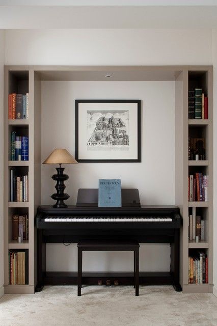 Decorating Around Piano, Piano Room Design, Piano Room Decor, Piano Living Rooms, Home Music Rooms, Piano Decor, London Townhouse, Black Piano, Piano Room