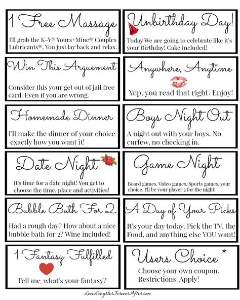 Couple Vouchers Love Coupons, Couple Coupons For Him Free Printable, Free Love Coupons For Him, Coupon Book For Husband Ideas, Dating Coupons For Him, Christmas Coupons For Boyfriend, Love Cupones For Him, Diy Coupon Book For Boyfriend Free Printable, Ideas For Love Coupons