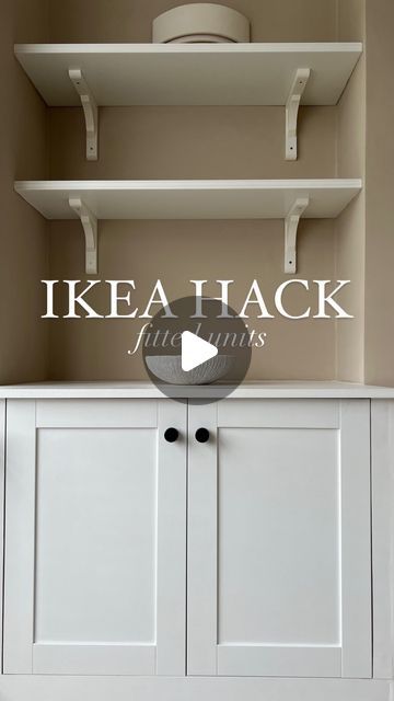 Beth Wilson on Instagram: "FITTED UNIT IKEA HACK 🚪  our fitted unit hack is finally finished! we wanted built in units in our lounge but didn’t fancy paying the expensive price tag that is associated with it, so decided to give it a go ourselves using @ikeauk units and doors, some wood and MDF.  we used the PLATSA units and got some extendable legs from @bandq_uk to raise the unit high enough off the ground. we also cut some of the unit out to make sure we can still reach the plugs at the back of the wall.   once it was in place, we cut wood and mdf to size to box the units in and give it the ‘fitted’ look. we used mdf sheet for the top of the unit, and then painted and primed it all to finish it in white ✨  we were kindly gifted the beautiful Piccadilly Knurled Cupboard Knobs from @frela Built In Tv Unit Ikea Hack, Built In Storage Wall Ikea, Ikea Built In Cupboards, Lounge Fitted Cupboards, Front Door Cupboard Ideas, Built In Mdf Shelves, Ikea Cupboards Living Room, Ikea Hack Shelves Wall, Ikea Pax Media Wall