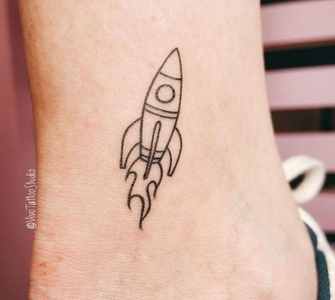 Mini Rocket Tattoo, Small Rocket Ship Tattoo, Small Rocket Tattoo, Rocket Tattoo Design, Elton John Tattoo Ideas, Rocketship Tattoo, Elton John Tattoo, Fred Tattoo, Rocket Ship Tattoo