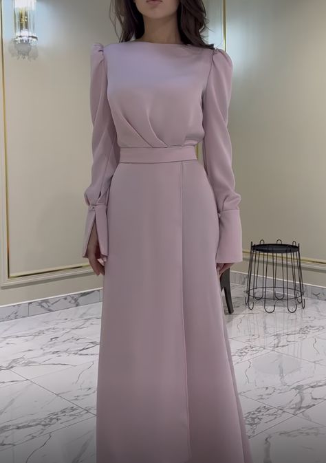 Korean Fashion Women Dresses, Elegant Silk Dresses, Soiree Dress, Modest Dresses Casual, Dress Wedding Guest, Long Sleeve Prom, Elegant Dresses Classy, Modesty Fashion, Prom Dresses With Sleeves