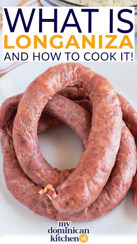 Learn what is longaniza, what makes Dominican longaniza so unique, the different cultures where it’s also appreciated, and where you can find quality pork sausage to cook yourself. There are so many different types of sausages out there. But did you know that our widely known and appreciated Dominican pork sausage, longaniza, is unlike any other sausage out there? | @mydominicankitchen #authenticdominicanrecipes #dominicanfood #longaniza Longaniza Recipe Mexican, Longaniza Recipe, Longanisa Recipe, Mexican Sausage, Recipes Using Pork, Pork Sausage Recipes, Latino Food, Sausage Sandwiches, Dominican Food