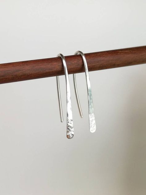 Hammer Design, Hammered Jewelry, Handmade Silver Jewellery, Stick Earrings, Silver Earrings Handmade, Sterling Silver Drop Earrings, Hammered Sterling Silver, Daisy Earrings, Wedding Jewelry Earrings