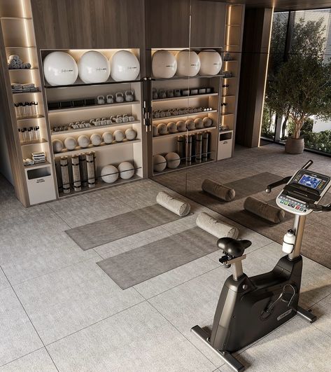 Which luxury home gym is your favorite? 1, 2, 3 or 4 I’m obsessed with all of these home gyms! The neutral tones and natural materials give off spa-like vibes. Most importantly, all the best equipment has a place - I could smash my fitness goals in style with a #treadmill, #weights and a #peloton. 🏋️‍♂️🏋️‍♂️🏋️‍♂️🏋️‍♂️🏋️‍♂️🏋️‍♂️🏋️‍♂️ #luxuryhomegym #luxuryinteriors #fitnessmotivation #homegym #gymaesthetic #interiordesign #selfcareinspo #iworkout #LuxuryLifestyle #LuxuryLiving #luxur... Luxury Home Gym, Dream Home Gym, Small Home Gym, Gym Bar, Luxury Gym, Yoga Studio Design, Gym Room At Home, Home Gyms, Gym Interior