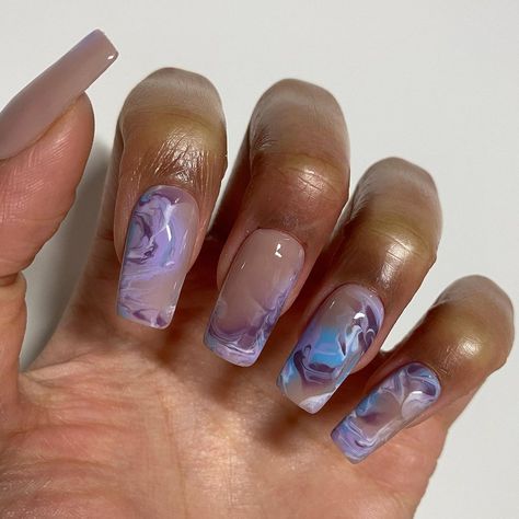 Marble Nails With Gems, Purple Marble Nails, Purple Marble, Marble Nails, Nail Pro, Marble Design, French Tip Nails, Dope Nails, Nails Ideas