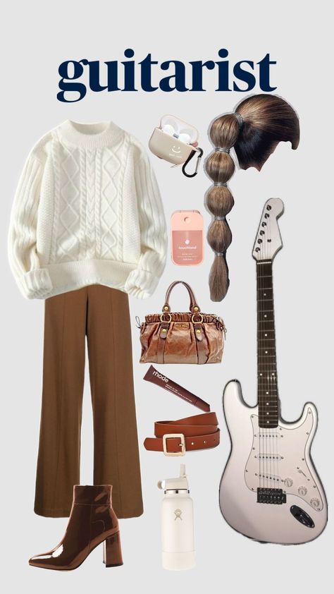 cozy guitarist outfit 💙 #music #band #rockband #jazz #coffeeaesthetic #art #guitarist #guitar Music Student Outfit, Guitarist Outfit, Town Outfits, Fit Checks, Music Band, Guitarist, Rock Bands, Checks, Guitar