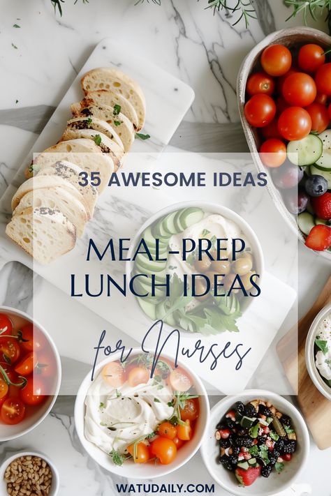 Are you a nurse who is tired of eating the same boring sandwich or salad for lunch every day? It can be difficult to find the time and energy to prepare a healthy and satisfying meal. Especially when you’re working long 12-hour shifts. But with a little bit of planning and creativity, you can enjoy delicious and nutritious meals for your long shifts. I have 35 nurse lunch ideas that will keep you fueled throughout the day. #mealprep #nurselunchideas #ideas Healthy Shift Work Meals, Easy Prepped Lunches, Easy Nurse Meals, Meal Prep For Healthcare Workers, Easy Healthy Lunches For Nurses, No Bloat Lunch Ideas, Easy Lunch Ideas For Nurses, Nurse Meals Prep, Lunch Ideas For Nursing Students