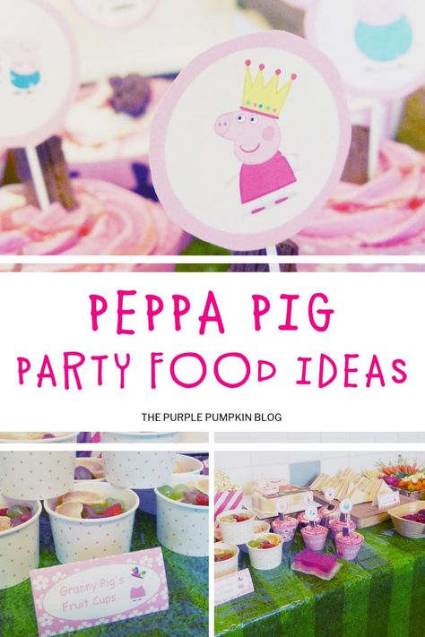 These Peppa Pig Party Food Ideas are just what you need for your little one's Peppa Pig Party! With minimum effort, you can theme a whole bunch of healthy foods - with some treats too for a delicious party buffet that kids will LOVE! #PeppaPigPartyFoodIdeas #ThePurplePumpkinBlog #PeppaPigParty #PartyIdeas Pig Party Food Ideas, Pig Party Food, Peppa Pig Party Food, Pig Themed Party, Peppa Pig Printables, Peppa Pig Birthday Party Decorations, Greta Gris, Fun Party Ideas, Pig Cookies