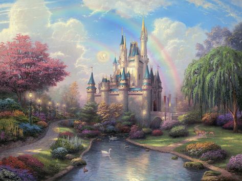 Disneyland Castle Drawing Rainbow Disney HD #digital/artwork #drawing #castle #rainbow #disney #disneyland #1080P #wallpaper #hdwallpaper #desktop Castle Backdrop, Cadre Diy, Castle Painting, Oil Painting Pictures, Garden Backdrops, Wallpaper Disney, Cinderella Castle, Fairytale Castle, Tableau Art