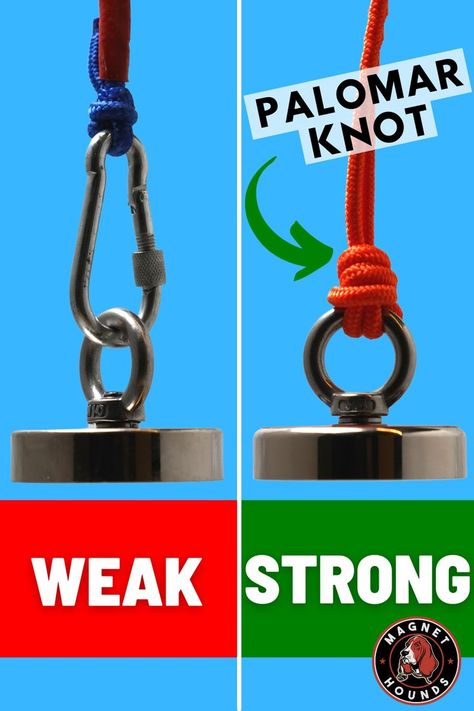 Magnet Fishing Tips, Easy Fishing Knots, Strongest Fishing Knots, Fishing Knots Tutorials, Best Fishing Knot, Palomar Knot, How To Tie A Knot, Fishermans Knot, Paracord Crafts