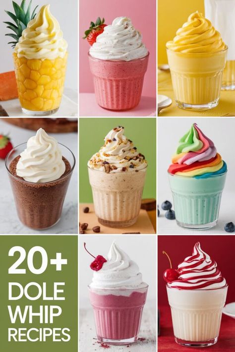 Dole Whip recipes are a delicious and refreshing way to enjoy a frozen treat. These vegan desserts are perfect for those who want to indulge without feeling guilty. With a variety of flavors and toppings. there's a Dole Whip recipe for everyone to enjoy. https://foodeau.com/dole-whip-recipes/ Copycat Dole Whip, Orange Dole Whip Recipe, Diy Dole Whip, Raspberry Dole Whip Recipe, Whipped Koolaid, Egg In Pepper, Dole Whip Disney Recipe, Dole Whip Recipes, Strawberry Dole Whip Recipe