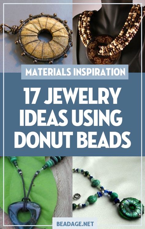 Donut Bead Necklace, Macrame Donut Stone, Donut Jewelry Tutorial, Donut Jewelry Pendants, Donut Bead Jewelry, Donut Crafts, Diy Jewelry Making Ideas, Diy Boho Jewelry, Gemstone Necklace Diy