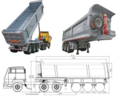 CIMC Tipper Semi Trailer Price | Tipper Tipper Trailer Drawing Storage, Dump Trailers, Balance Beam, Hydraulic Cylinder, Semi Trailer, Landing Gear, Trailers For Sale, Trailer, China