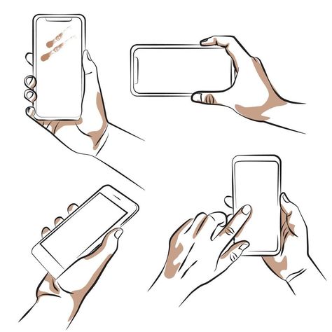 Hand Holding Phone Drawing Reference, Grabbing Phone Reference, I Phone Drawing, Hand Holding Cellphone Drawing, Phone Holding Reference, Iphone Drawing Sketch, Person Holding Phone Drawing Reference, Phone In Hand Drawing, Phone Ringing Drawing