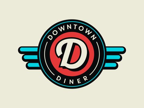 Downtown Diner Logo - Concept by Carl Craig Diner Branding, Diner Logo, Donut Logo, Diner Sign, Vintage Diner, Retro Cafe, Text Logo Design, Retro Diner, Restaurant Logo