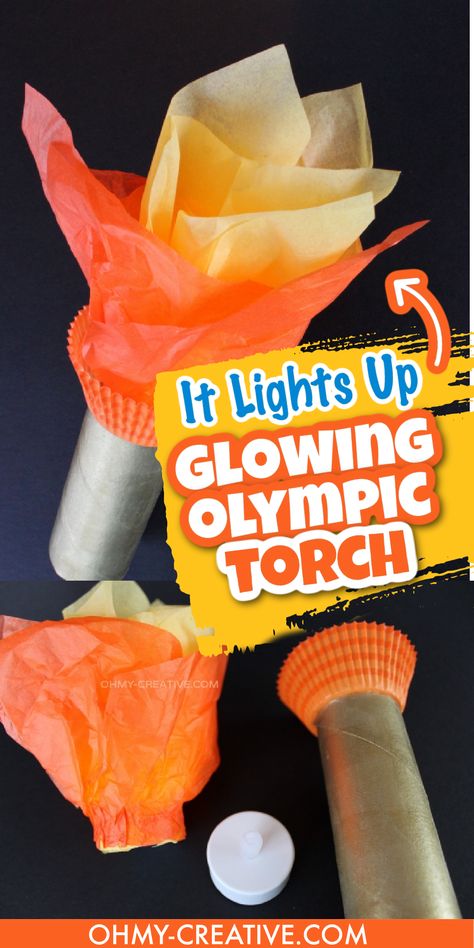 Get ready to ignite the Olympic spirit with this DIY Olympic Torch craft! Perfect for sports enthusiasts, event decorations, or school projects. Follow our step-by-step guide to create your own symbol of unity and athleticism. Let the flame burn bright with light up Olympic torch! #DIYCraft #OlympicTorch #SportsCraft #CreativeProject Diy Olympic Torch Craft, How To Make An Olympic Torch, Olympic Torch Craft Preschool, Diy Olympic Decorations, Olympic Vbs Theme, Olympic Opening Ceremony, Olympic Vbs Crafts, 2024 Olympics For Kids, Olympic Torch Craft For Kids