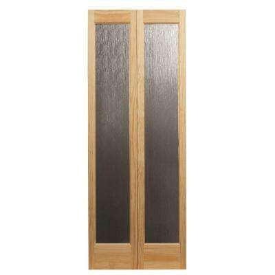 32 in. x 80 in. Rain Decorative Glass/Wood Pine Interior Bi-fold Door Bifold Door Hardware, Glass Bifold Doors, Interior Closet Doors, Bifold Door, Bi Fold Door, Bifold Closet Doors, Pine Doors, Sliding Closet Doors, Solid Core