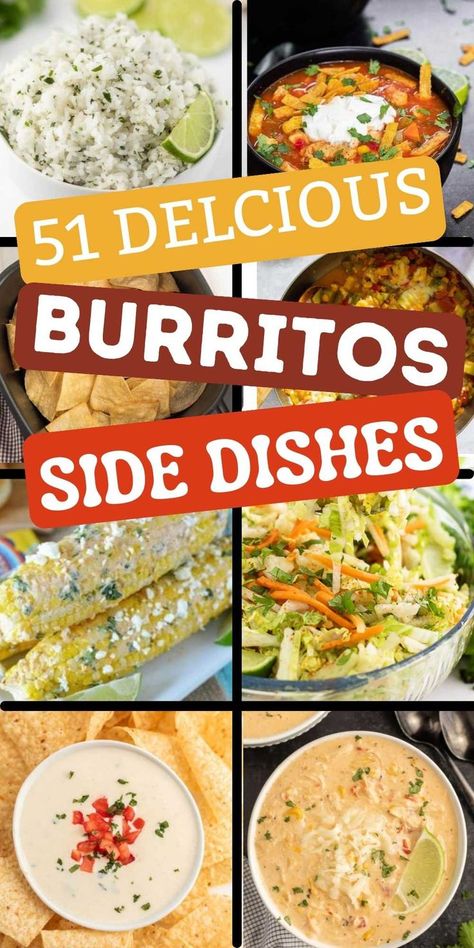 If you’re looking for the best side dishes for burritos, check out these 51 recipes. These are some of the best burrito sides that will complete your meal. Simple ingredients make these side dishes the best option. #eatingonadime #sidedishesforburritos #whattoservewithburritos Sides To Go With Burritos, Sides With Burritos, What To Serve With Burritos, Burrito Side Dish Ideas, Best Burritos Ever, Burrito Side Dish, Side Dishes To Go With Tacos, Side Dishes For Burritos, Mexican Food Recipes For A Crowd