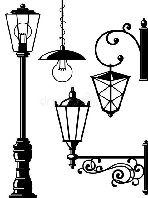 Old-fasioned lanterns. Silhouettes of retro lanterns (street lamps #Sponsored , #ad, #Ad, #lanterns, #lamps, #street, #fasioned Lantern Drawing, Free Stencils Printables, Diy Wall Painting, Stencils Printables, Drawing Vector, Street Lights, Street Lamp, Bullet Journal Doodles, Vector Drawing