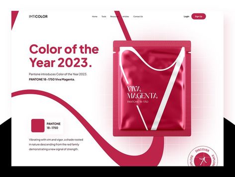 Pantone Viva Magenta, 2023 Pantone, Pantone Color Of The Year, Viva Magenta, Magenta Color, Pinkish Red, Packing Design, Home Tools, Landing Page Design