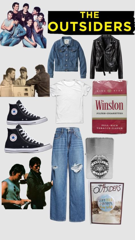 (boys) greasers / the outsiders <3 Greaser Boy Outfit, Greasers The Outsiders, Greaser Outfit, The Outsiders Ponyboy, Greaser Style, The Outsiders Greasers, 80s Actors, 80s And 90s Fashion, Ralph Macchio