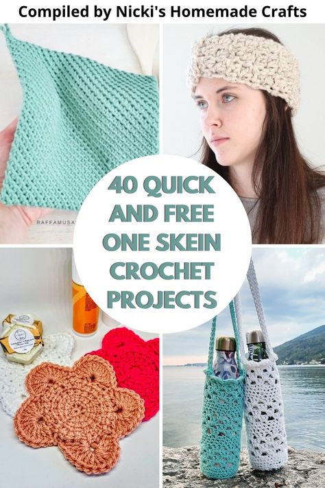 Discover endless inspiration with our curated collection of 40 quick and free one-skein crochet projects! From charming accessories like headbands and beanies to practical items like washcloths and baskets, there's something for every crocheter to enjoy. Explore fun and functional ideas to utilize your yarn stash creatively. Whether you're a beginner or seasoned crafter, these projects offer delightful ways to add handmade charm to your life without breaking the bank. Start hooking today and unl Mini Skein Projects Crochet, One Skein Crochet Bag Patterns Free, One Skein Crochet Projects, Mini Skein Projects, Diy Bottle Cap Crafts, Crochet House, Gifts On A Budget, Crochet Project Free, One Skein Crochet