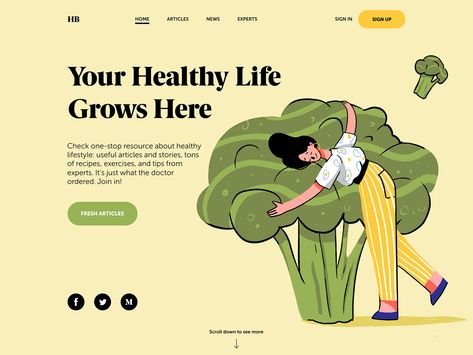 Website Home Page Ideas, Cartoon Website Design, Hero Page Design, Home Page Design Website, Website Hero Design, Health Website Design, Website Home Page Design, Ux Landing Page, Cartoon Website